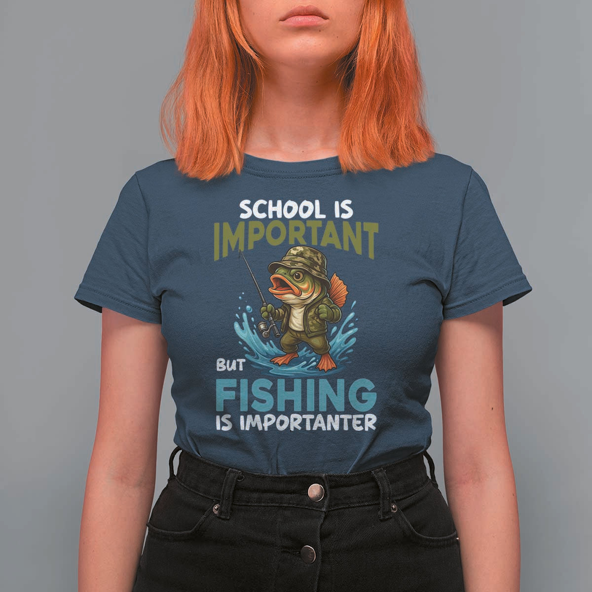 School Is Important But Fishing Is Important T Shirt For Women Funny Bass Fishing - Wonder Print Shop
