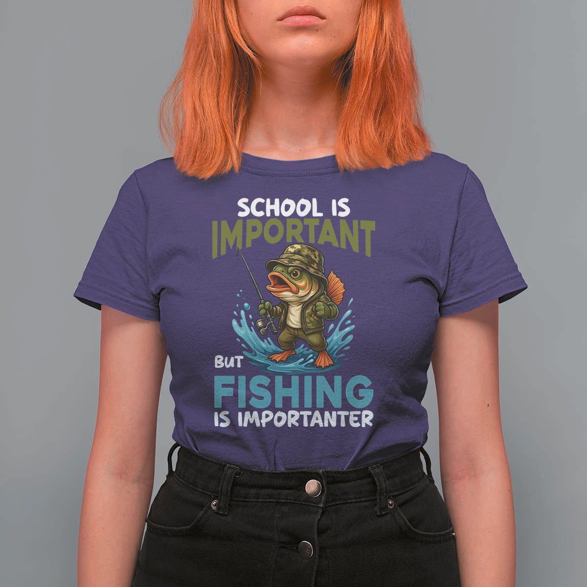 School Is Important But Fishing Is Important T Shirt For Women Funny Bass Fishing - Wonder Print Shop