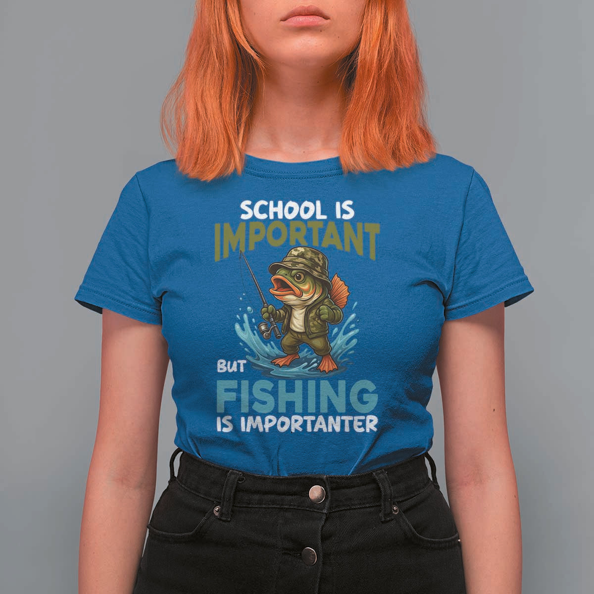 School Is Important But Fishing Is Important T Shirt For Women Funny Bass Fishing - Wonder Print Shop