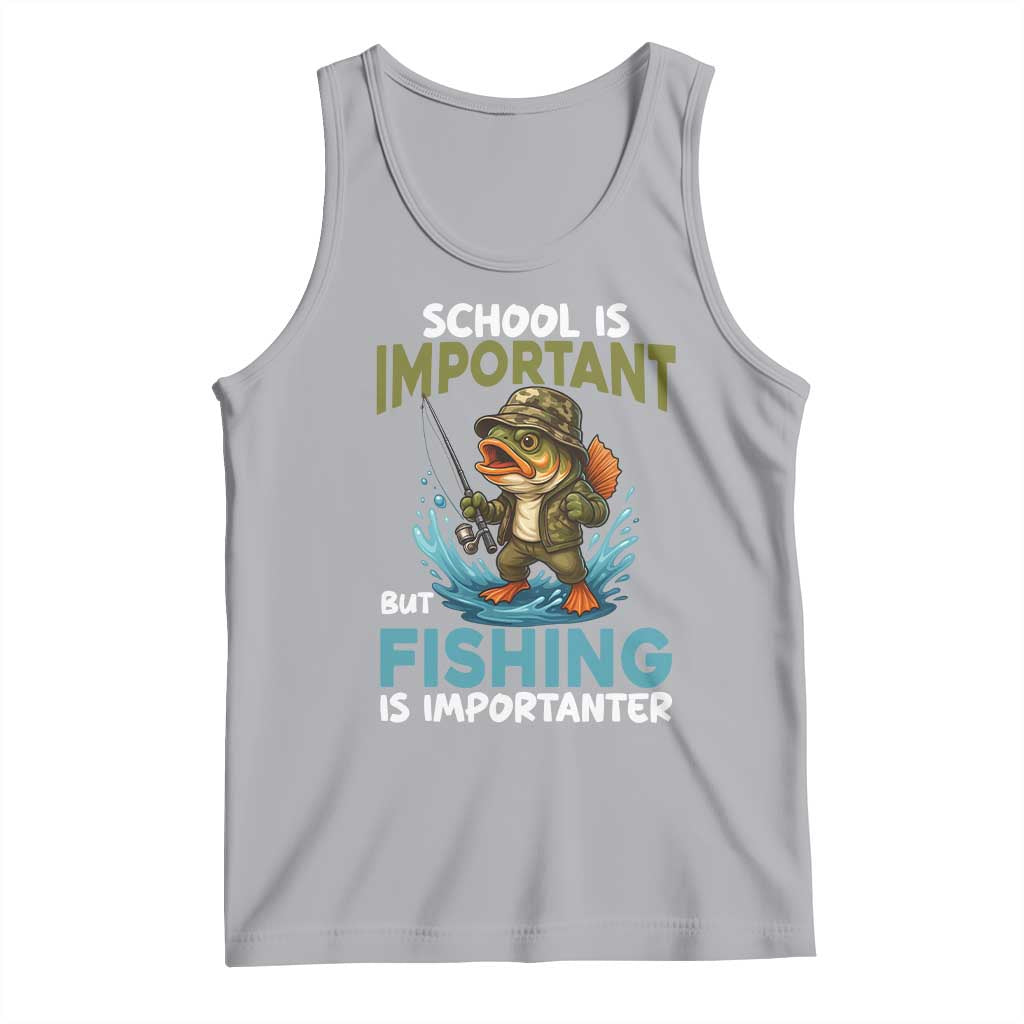 School Is Important But Fishing Is Important Tank Top Funny Bass Fishing - Wonder Print Shop