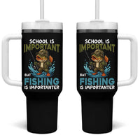 School Is Important But Fishing Is Important Tumbler With Handle Funny Bass Fishing