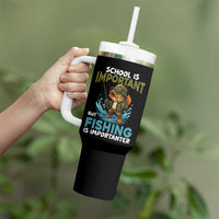 School Is Important But Fishing Is Important Tumbler With Handle Funny Bass Fishing