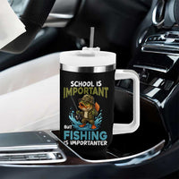 School Is Important But Fishing Is Important Tumbler With Handle Funny Bass Fishing