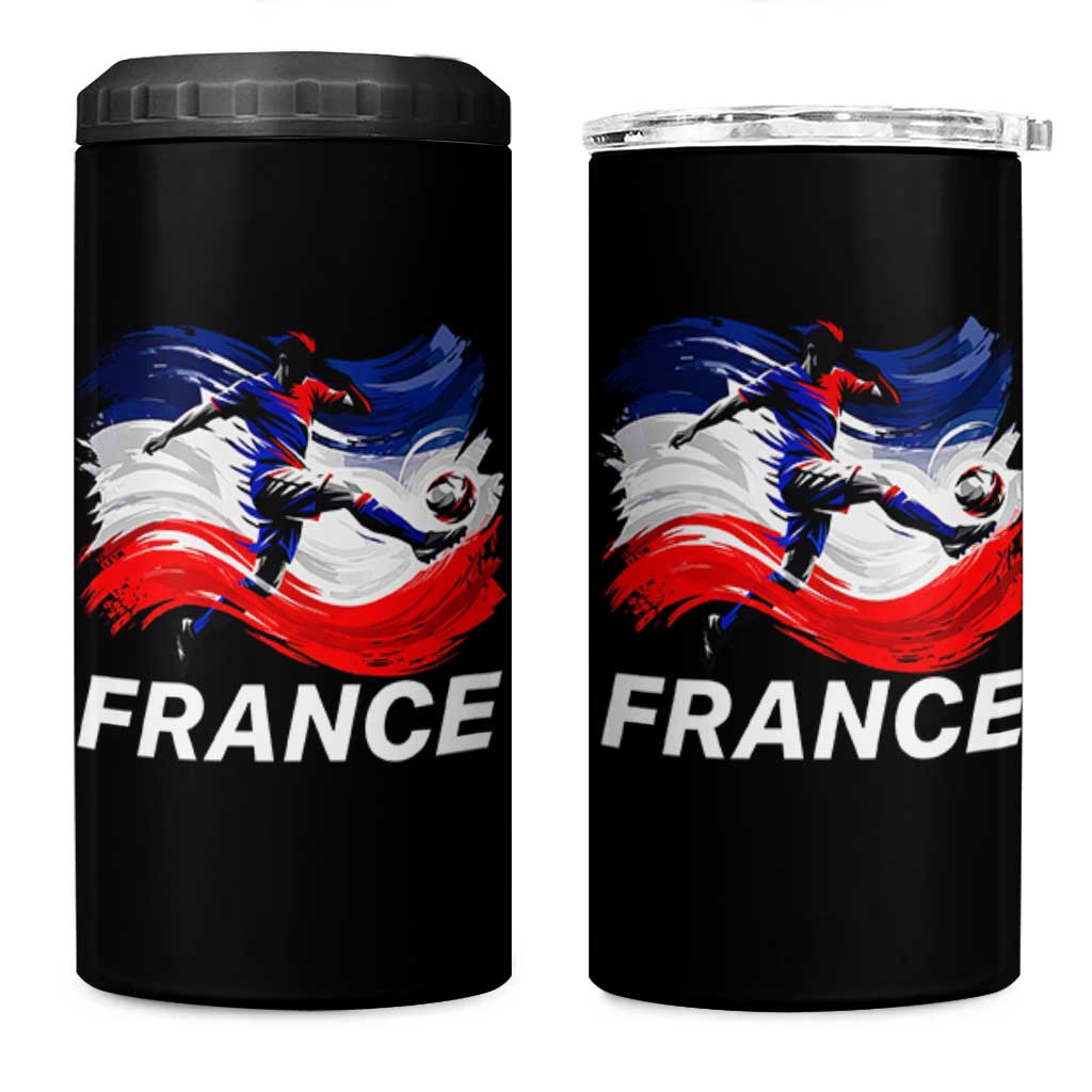 France Soccer Football Fan French Flag 4 in 1 Can Cooler Tumbler