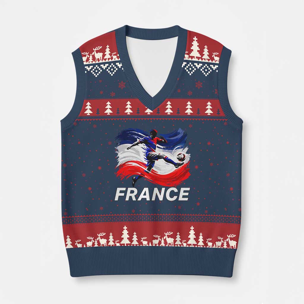 France Soccer Football Fan French Flag V-Neck Knit Sweater Vest