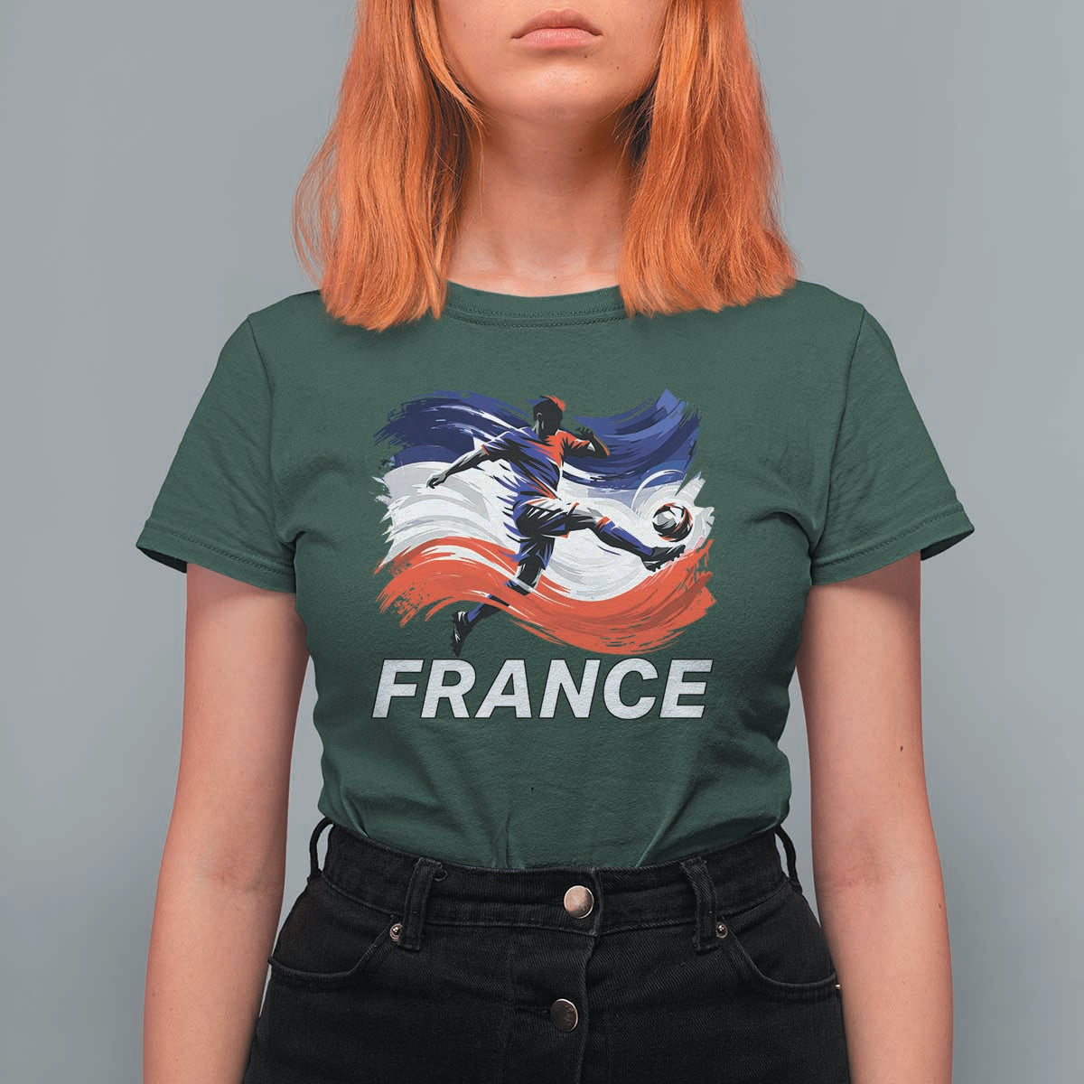 France Soccer Football Fan French Flag T Shirt For Women
