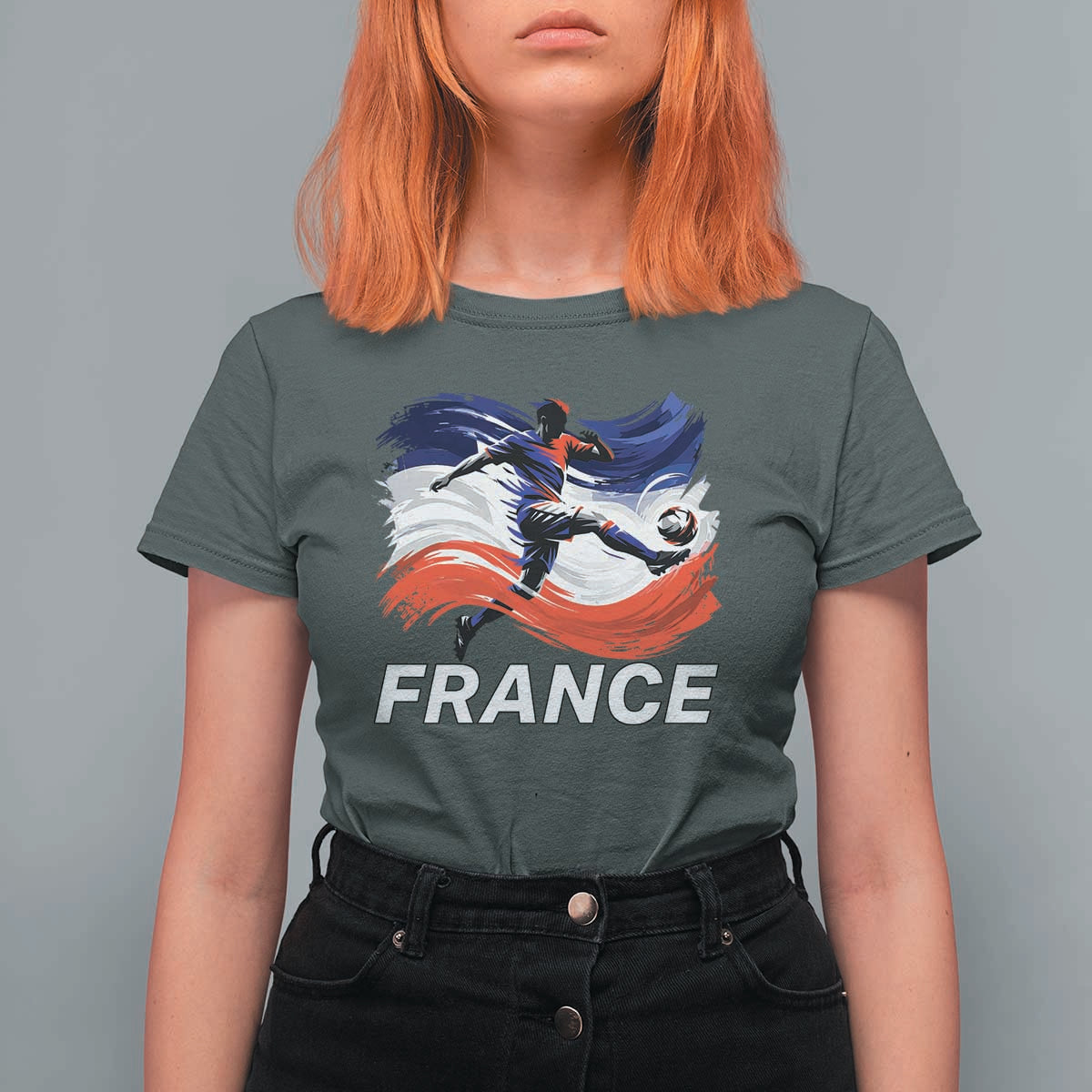 France Soccer Football Fan French Flag T Shirt For Women