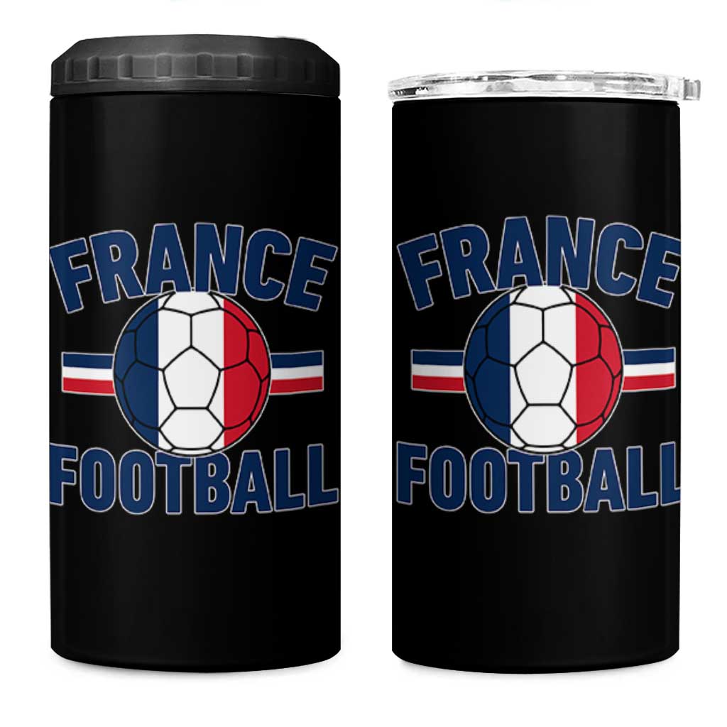 French Flag France Soccer Football Fan 4 in 1 Can Cooler Tumbler