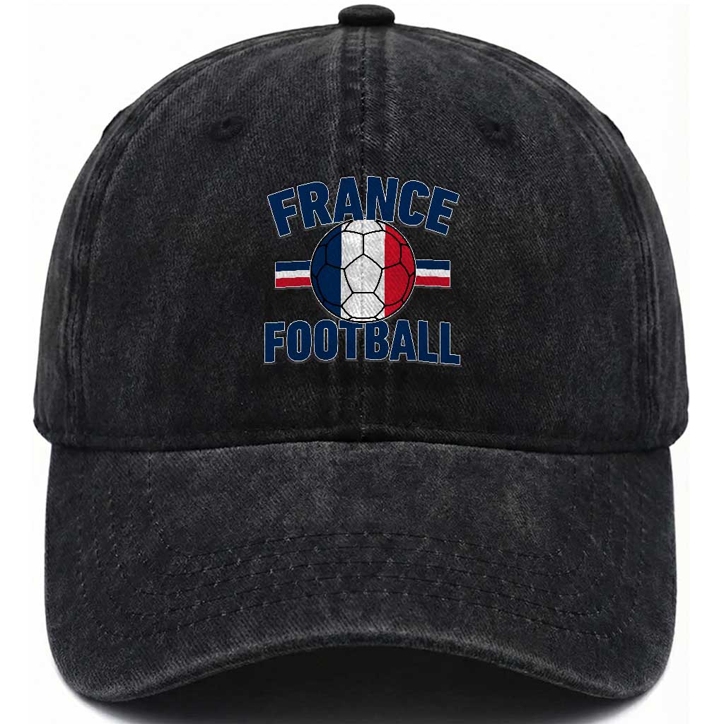 French Flag France Soccer Football Fan Washed Cotton Baseball Cap
