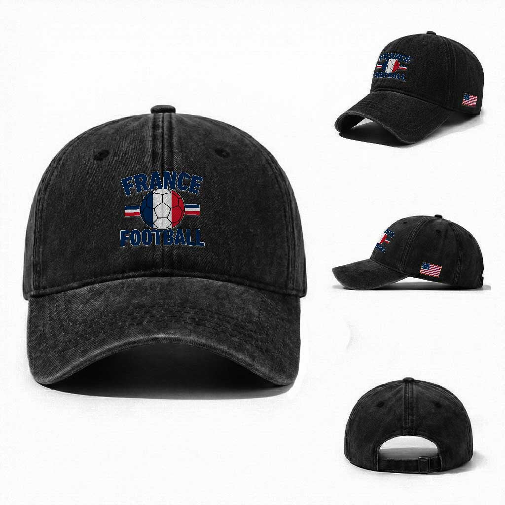 French Flag France Soccer Football Fan Washed Cotton Baseball Cap