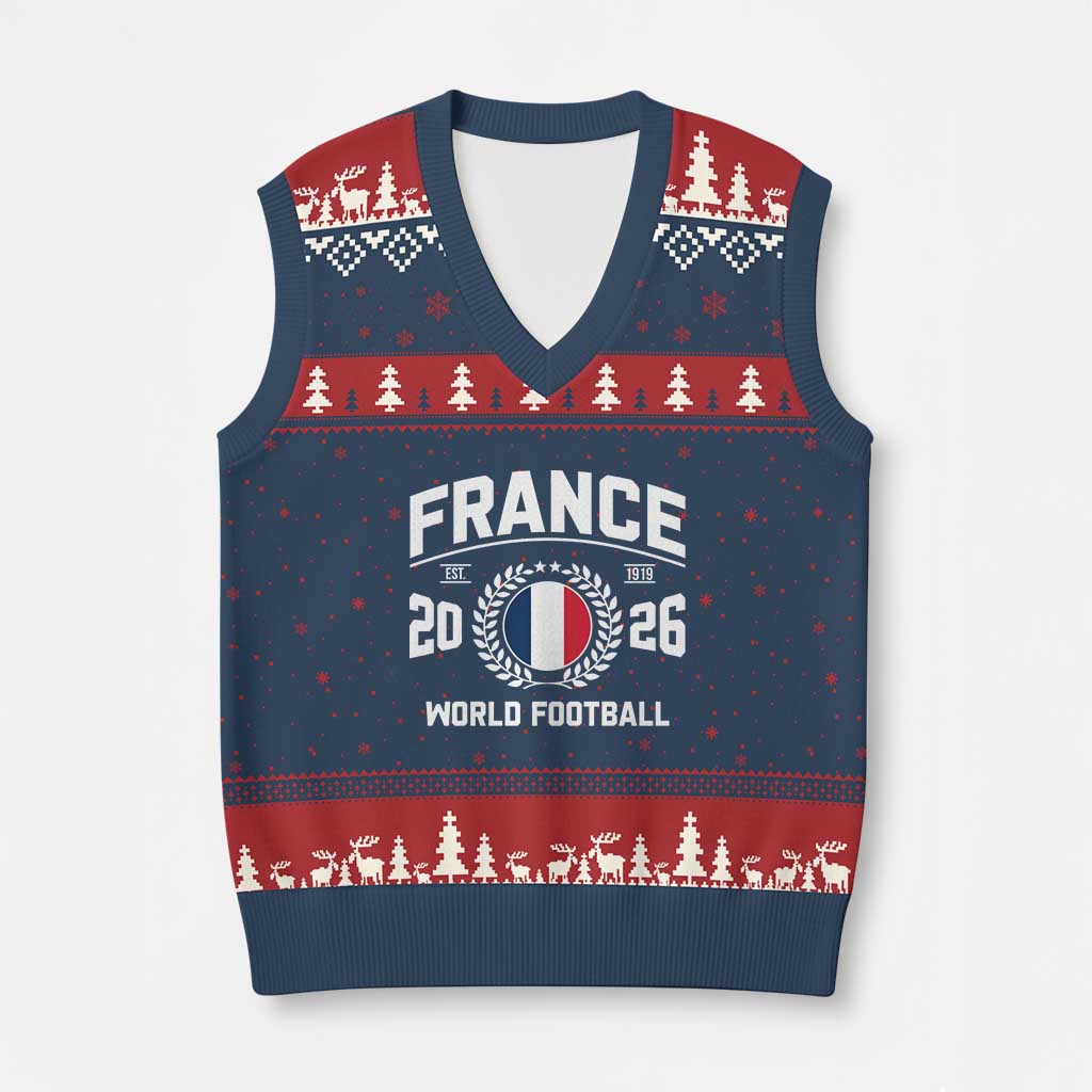 France Soccer Fan French Flag Patriotic Sports V-Neck Knit Sweater Vest