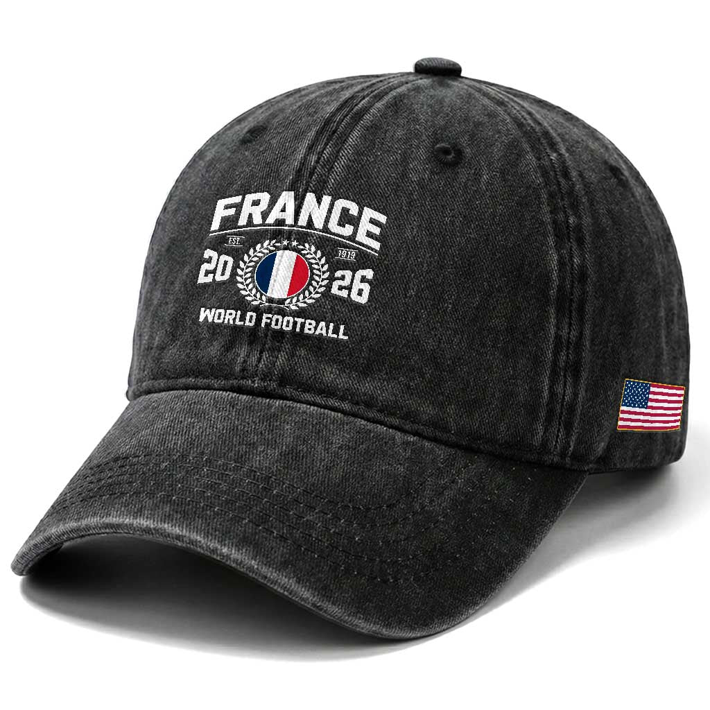 France Soccer Fan French Flag Patriotic Sports Washed Cotton Baseball Cap