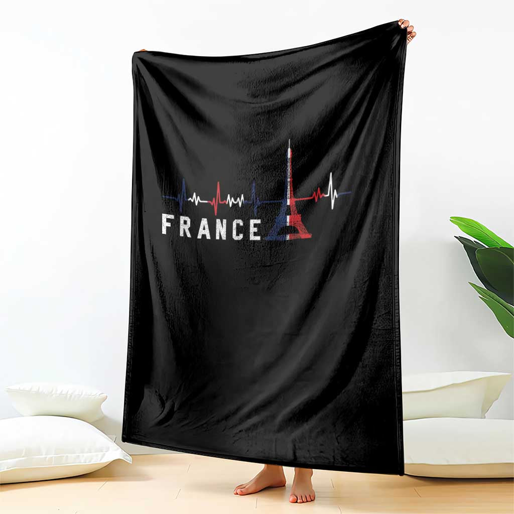France Paris Heartbeat French Flag Eiffel Tower Souvenir Gift Throw Blanket