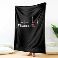 France Paris Heartbeat French Flag Eiffel Tower Souvenir Gift Throw Blanket