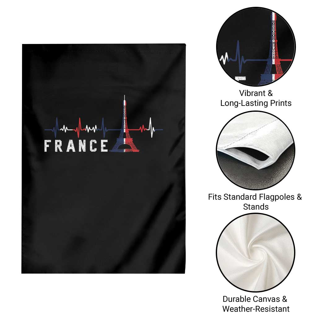 France Paris Heartbeat French Flag Eiffel Tower Souvenir Gift Garden Flag