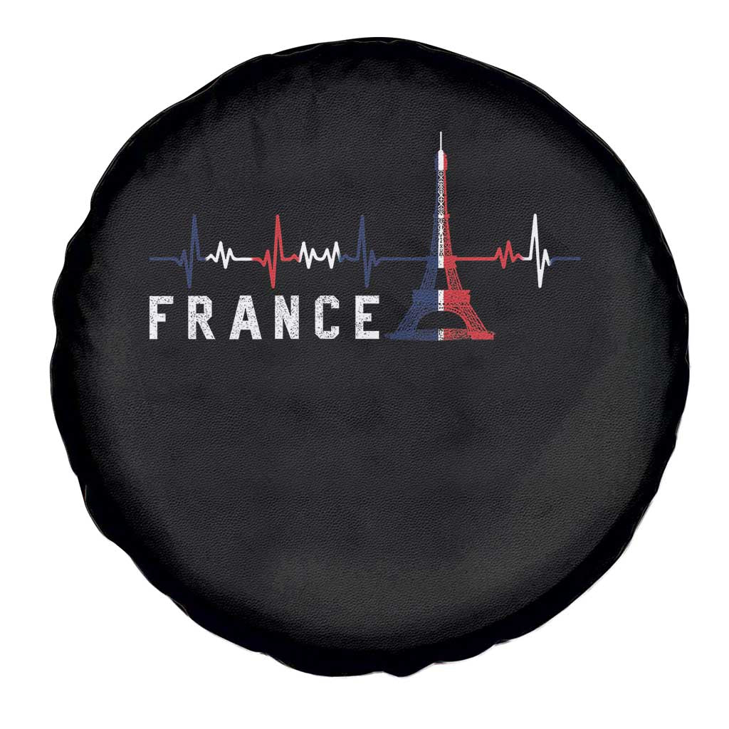 France Paris Heartbeat French Flag Eiffel Tower Souvenir Gift Spare Tire Cover
