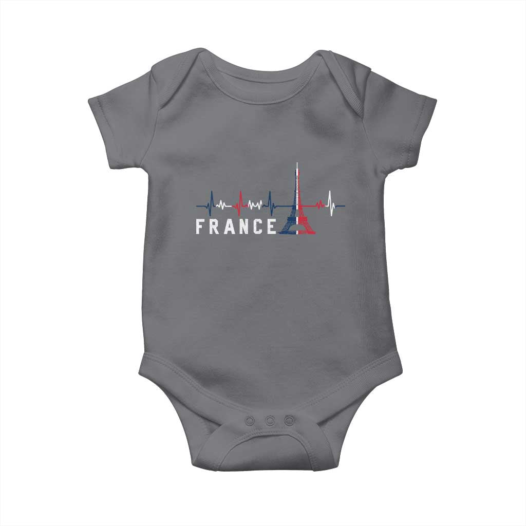 France Paris Heartbeat French Flag Eiffel Tower Souvenir Gift Baby Onesie