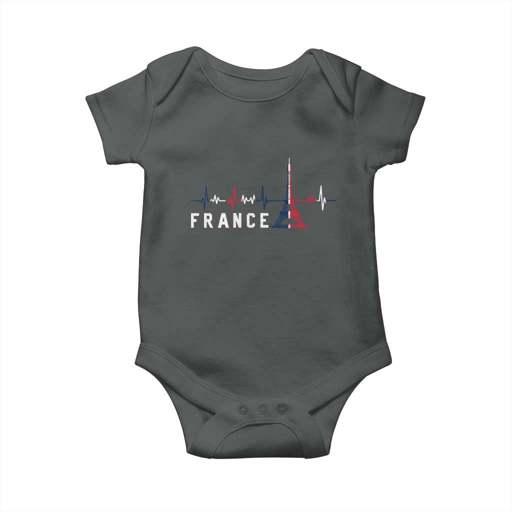France Paris Heartbeat French Flag Eiffel Tower Souvenir Gift Baby Onesie