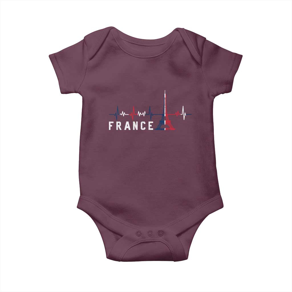 France Paris Heartbeat French Flag Eiffel Tower Souvenir Gift Baby Onesie