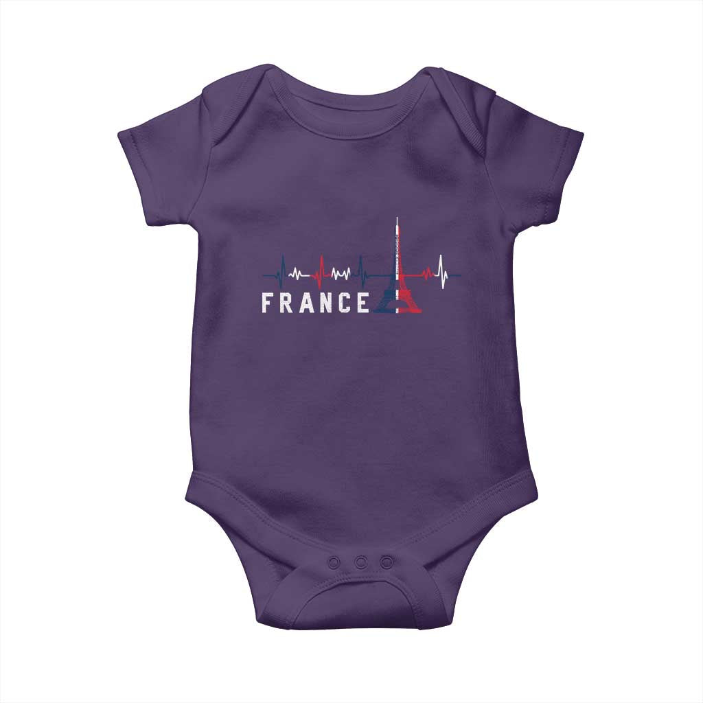 France Paris Heartbeat French Flag Eiffel Tower Souvenir Gift Baby Onesie