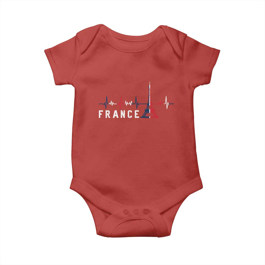 France Paris Heartbeat French Flag Eiffel Tower Souvenir Gift Baby Onesie