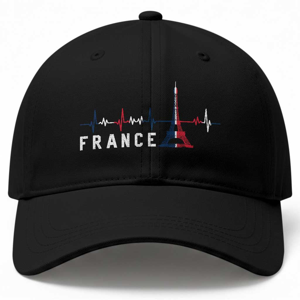 France Paris Heartbeat French Flag Eiffel Tower Souvenir Gift Baseball Cap