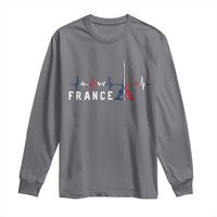 France Paris Heartbeat French Flag Eiffel Tower Souvenir Gift Long Sleeve Shirt