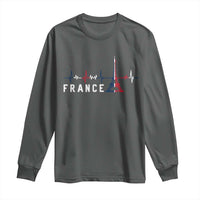 France Paris Heartbeat French Flag Eiffel Tower Souvenir Gift Long Sleeve Shirt