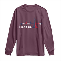 France Paris Heartbeat French Flag Eiffel Tower Souvenir Gift Long Sleeve Shirt