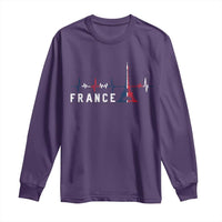 France Paris Heartbeat French Flag Eiffel Tower Souvenir Gift Long Sleeve Shirt