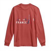 France Paris Heartbeat French Flag Eiffel Tower Souvenir Gift Long Sleeve Shirt