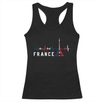 France Paris Heartbeat French Flag Eiffel Tower Souvenir Gift Racerback Tank Top