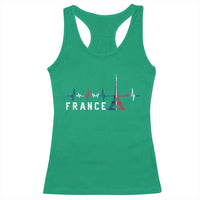 France Paris Heartbeat French Flag Eiffel Tower Souvenir Gift Racerback Tank Top