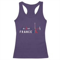 France Paris Heartbeat French Flag Eiffel Tower Souvenir Gift Racerback Tank Top