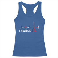 France Paris Heartbeat French Flag Eiffel Tower Souvenir Gift Racerback Tank Top