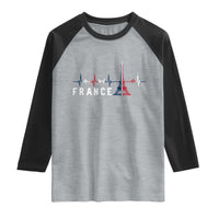 France Paris Heartbeat French Flag Eiffel Tower Souvenir Gift Raglan Shirt