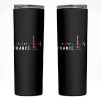 France Paris Heartbeat French Flag Eiffel Tower Souvenir Gift Skinny Tumbler
