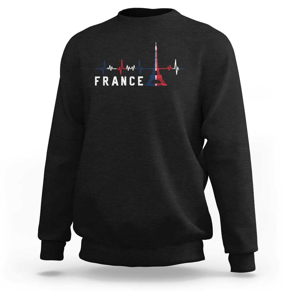 France Paris Heartbeat French Flag Eiffel Tower Souvenir Gift Sweatshirt