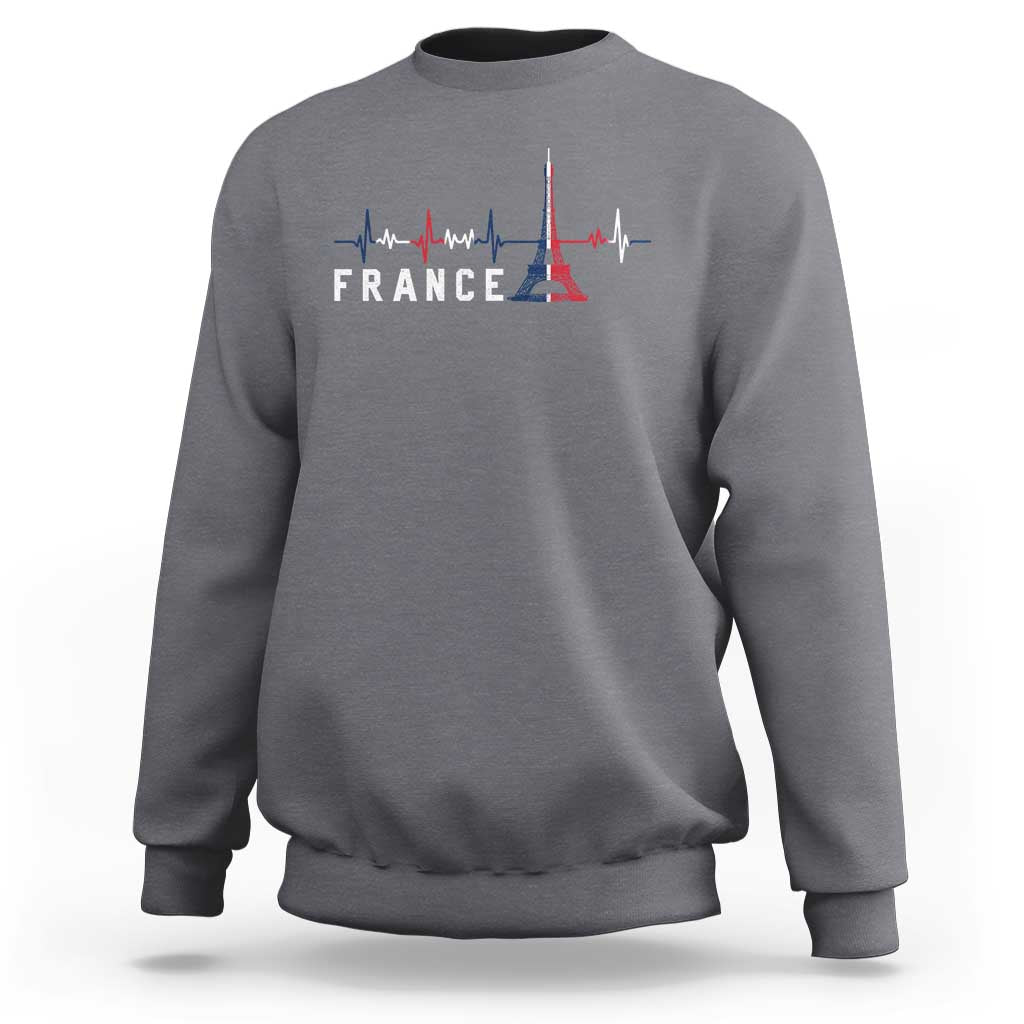 France Paris Heartbeat French Flag Eiffel Tower Souvenir Gift Sweatshirt