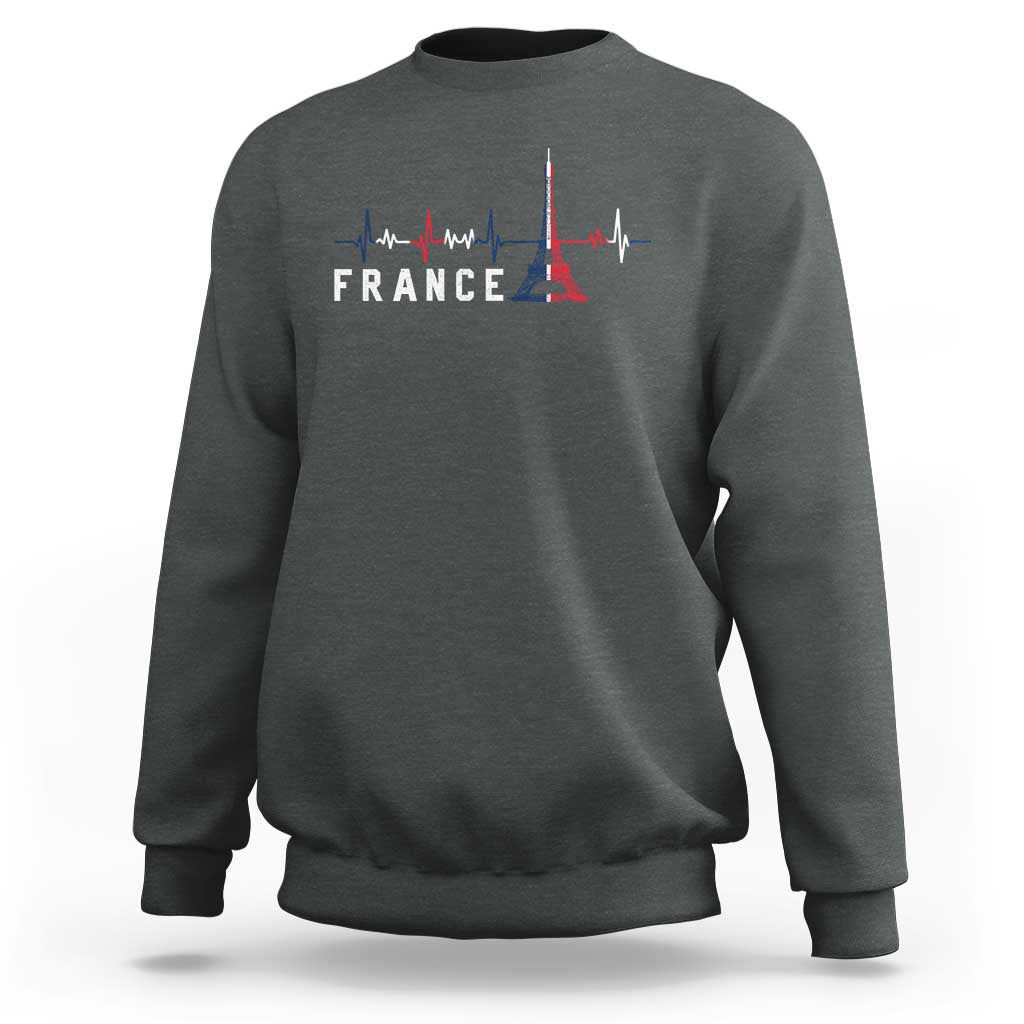 France Paris Heartbeat French Flag Eiffel Tower Souvenir Gift Sweatshirt