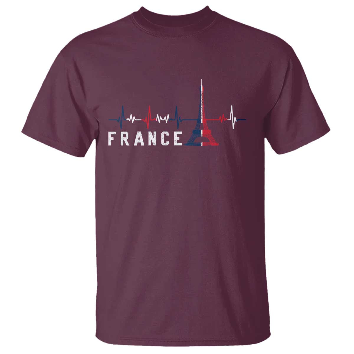 France Paris Heartbeat French Flag Eiffel Tower Souvenir Gift T Shirt