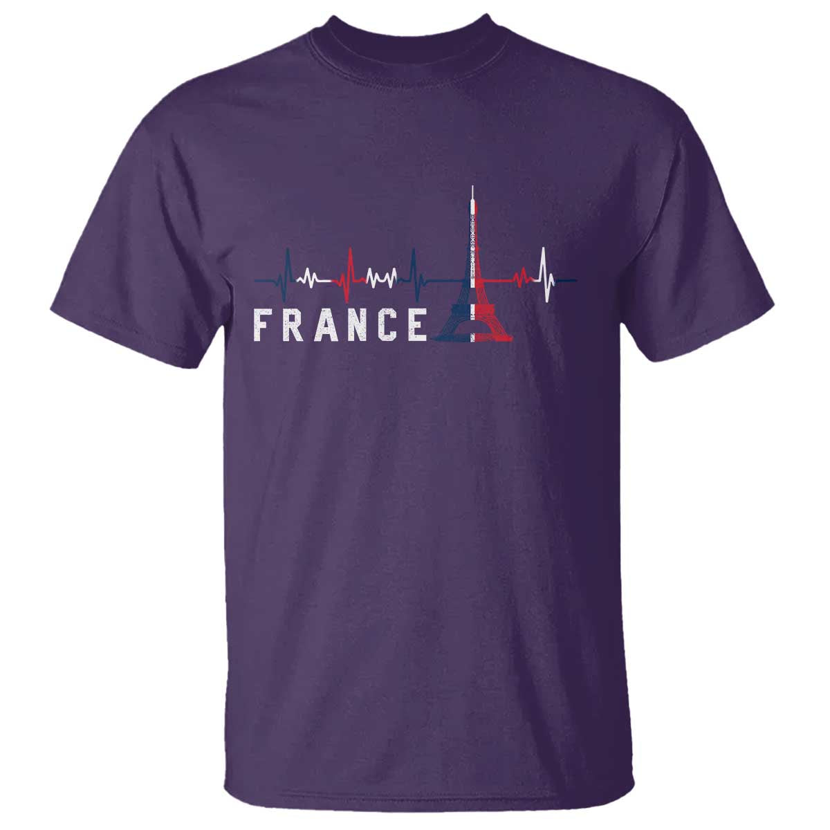France Paris Heartbeat French Flag Eiffel Tower Souvenir Gift T Shirt