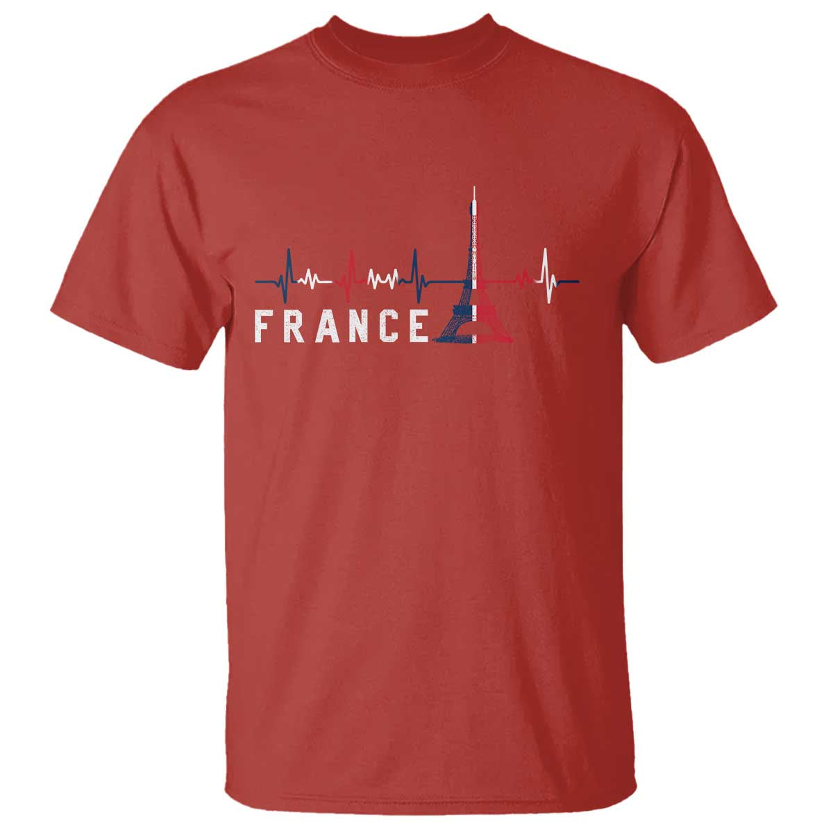 France Paris Heartbeat French Flag Eiffel Tower Souvenir Gift T Shirt