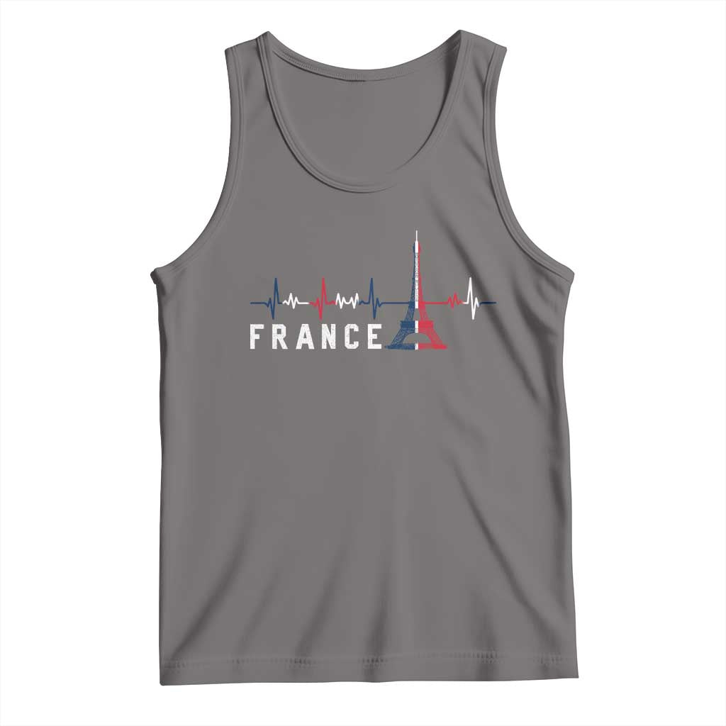France Paris Heartbeat French Flag Eiffel Tower Souvenir Gift Tank Top