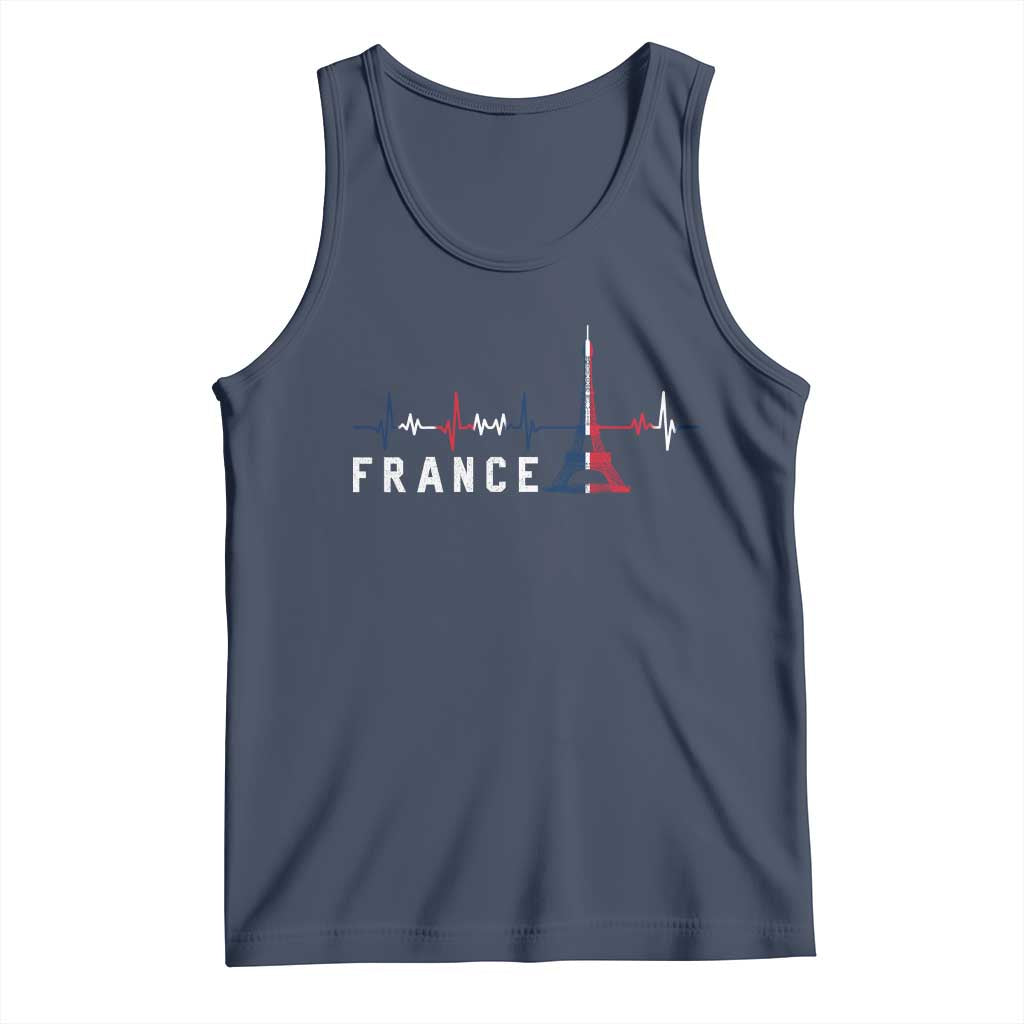 France Paris Heartbeat French Flag Eiffel Tower Souvenir Gift Tank Top