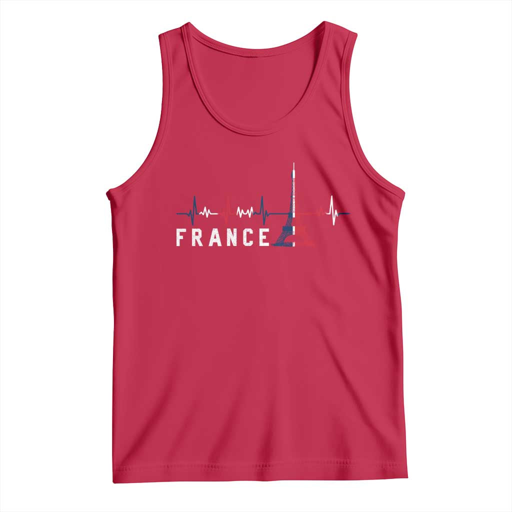 France Paris Heartbeat French Flag Eiffel Tower Souvenir Gift Tank Top