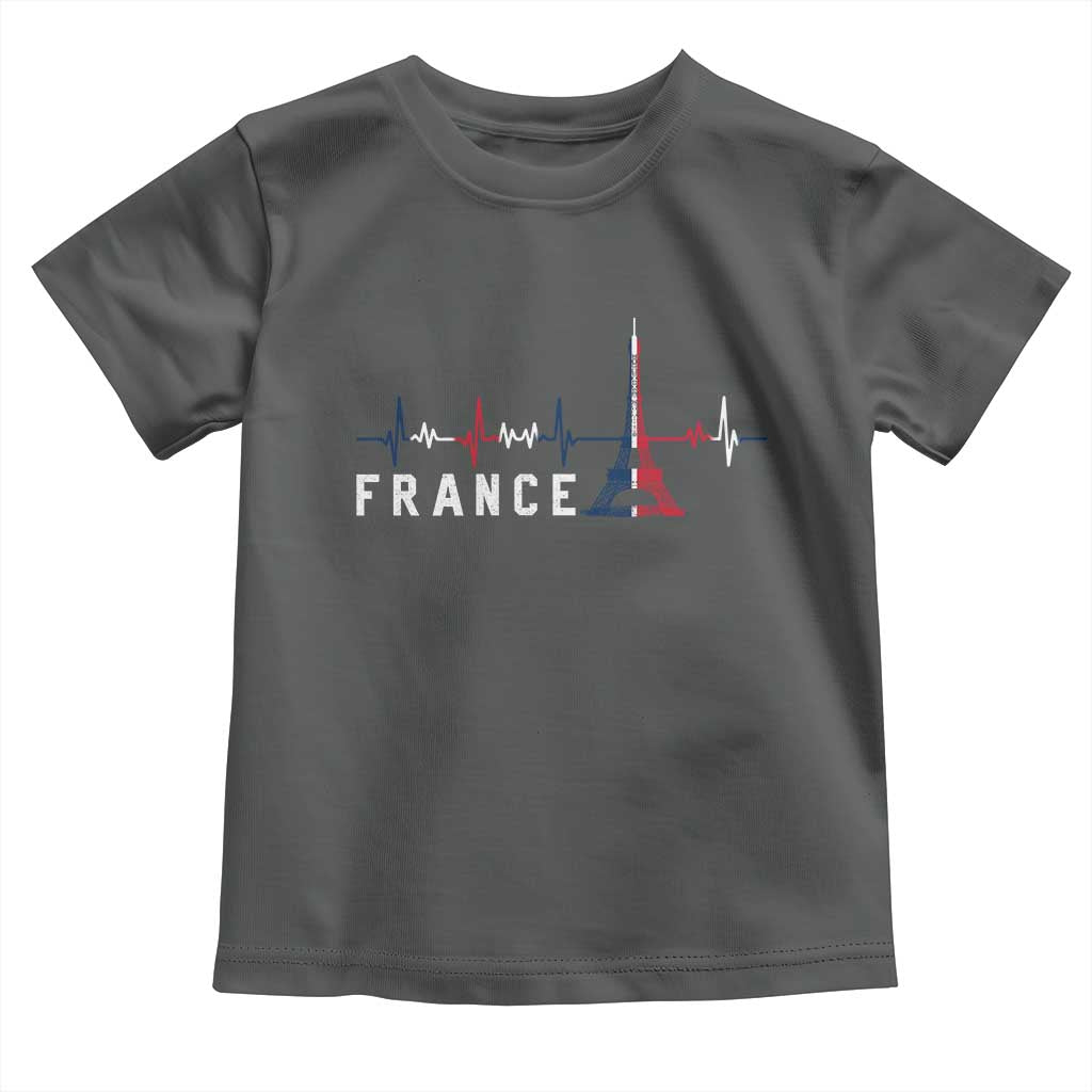France Paris Heartbeat French Flag Eiffel Tower Souvenir Gift Toddler T Shirt