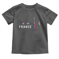 France Paris Heartbeat French Flag Eiffel Tower Souvenir Gift Toddler T Shirt