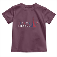 France Paris Heartbeat French Flag Eiffel Tower Souvenir Gift Toddler T Shirt