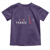 France Paris Heartbeat French Flag Eiffel Tower Souvenir Gift Toddler T Shirt